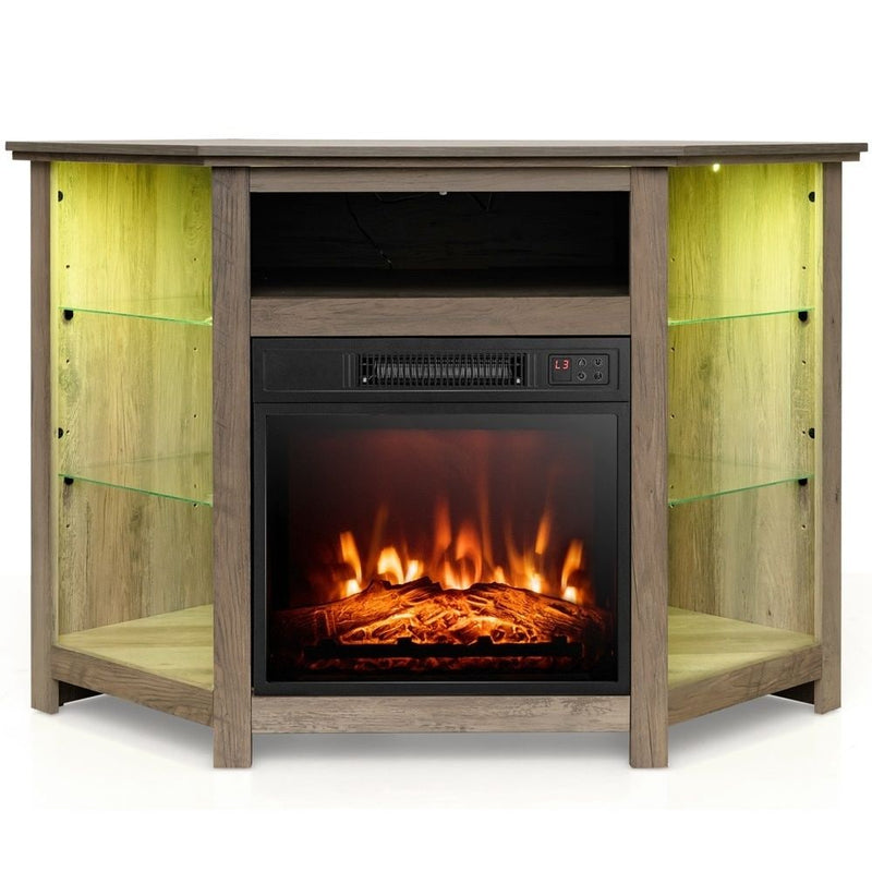 Costway Fireplace TV Stand with Led Lights and 18" N6