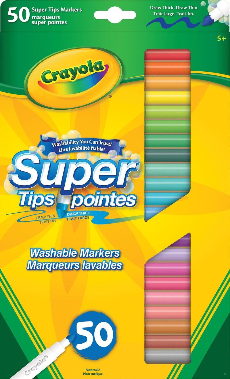 Crayola Super Tips Washable Markers, 50 Pieces, Multicolour R7
