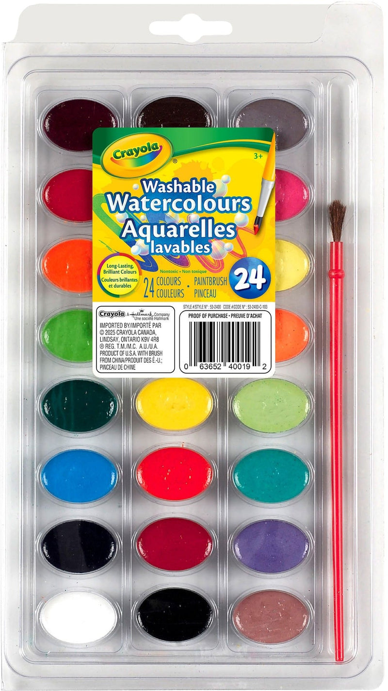 Crayola Super Tips Washable Watercoulour Paints, 24 Pieces, Multicolour W5