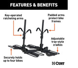 CURT 18087 Tray-Style Hitch-Mounted Bike Rack (4-Bike, 2-in Shank)