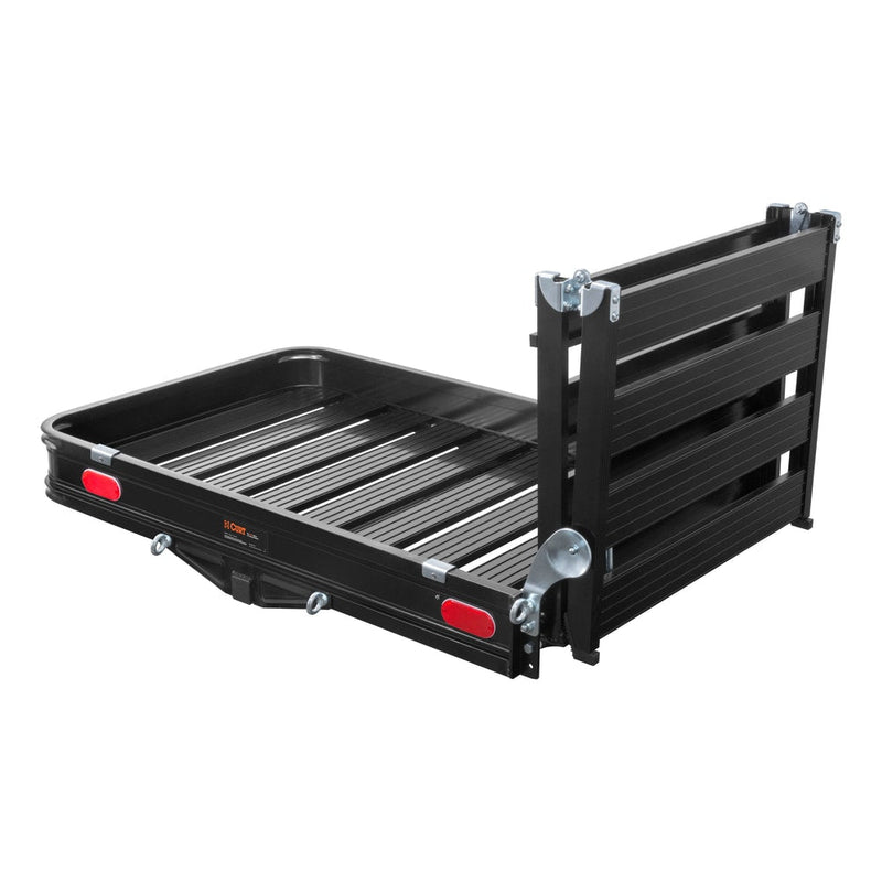 CURT 18112 Aluminum Hitch Mount Basket-Style Cargo Carrier with Ramp, Fits 2-in Receivers, 50 x 30-in X7