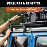 CURT 18122 Quick-Release Roof Rack Crossbars, Black Steel, Select Jeep Wrangler JK