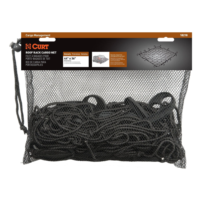 CURT 18218 Elastic Cargo Net with Hooks for Roof Basket, 44 x 36-in P1