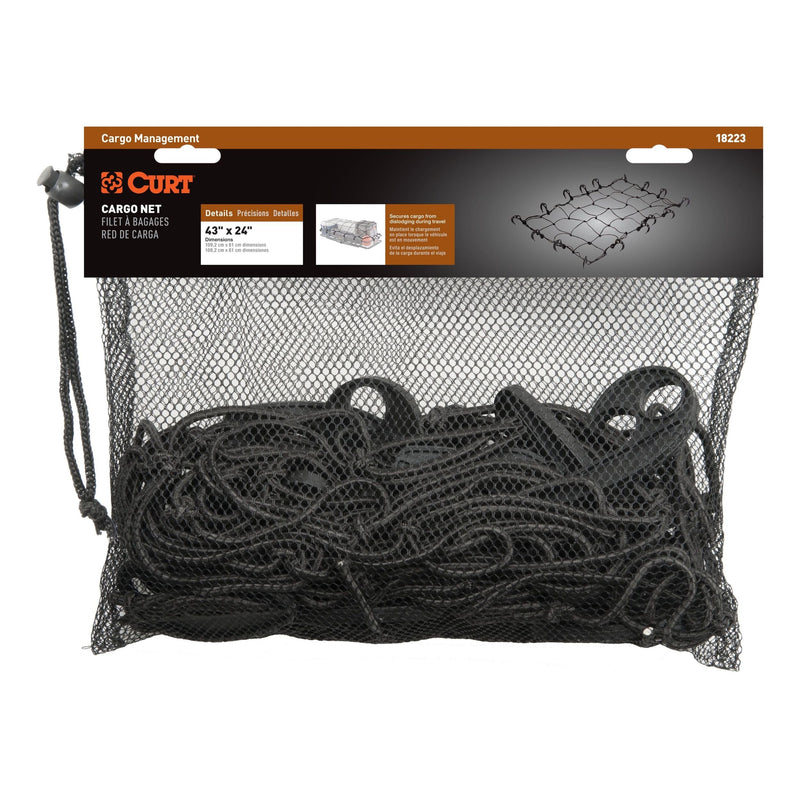 CURT 18223 Elastic Cargo Net with Hooks for Hitch Carrier, 43 x 24-in I8