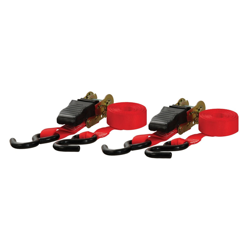 CURT 83001 10-ft Red Cargo Straps with S-Hooks (500-lb, 2-pk) X8