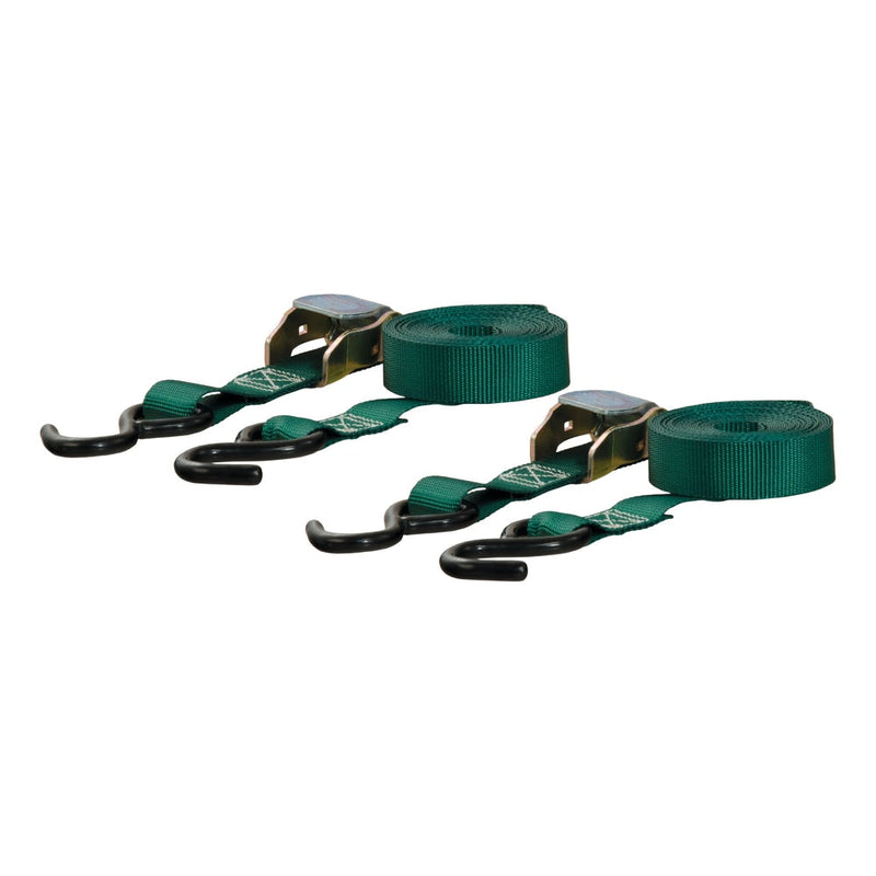CURT 83015 Cargo Straps with S-Hooks, Dark Green, 300-lb, 15-ft, 2-pk U4