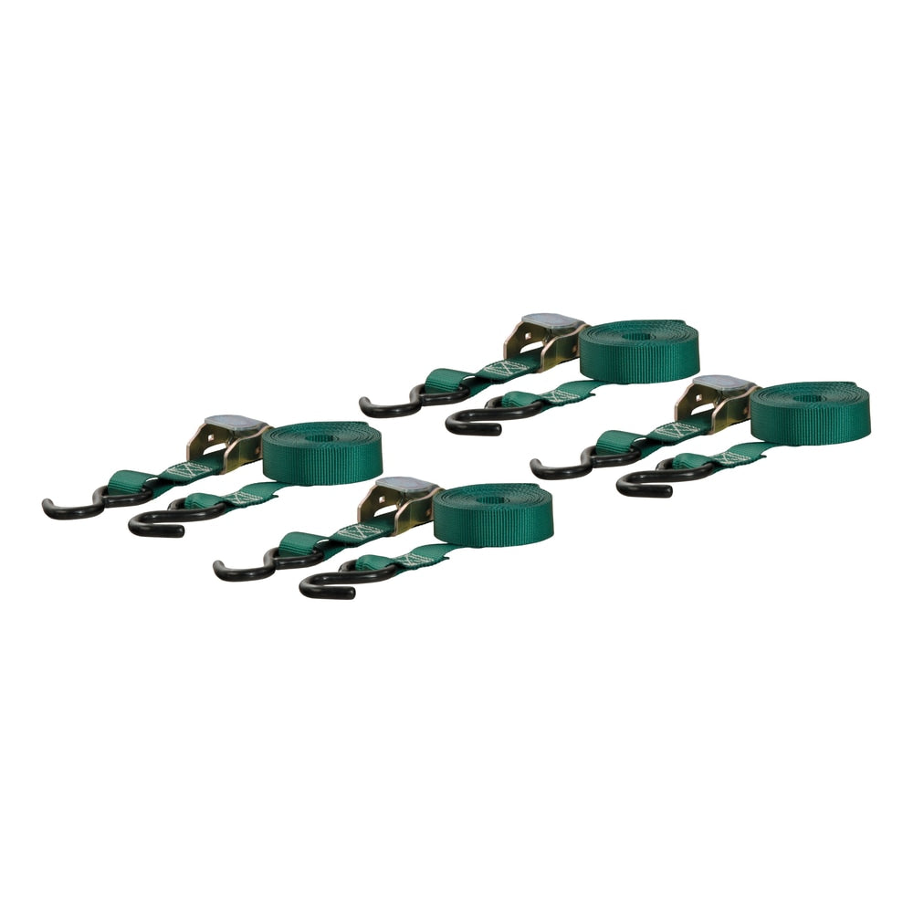 CURT 83016 Cargo Straps with S-Hooks, Dark Green, 300-lb, 16-ft, 4-pk