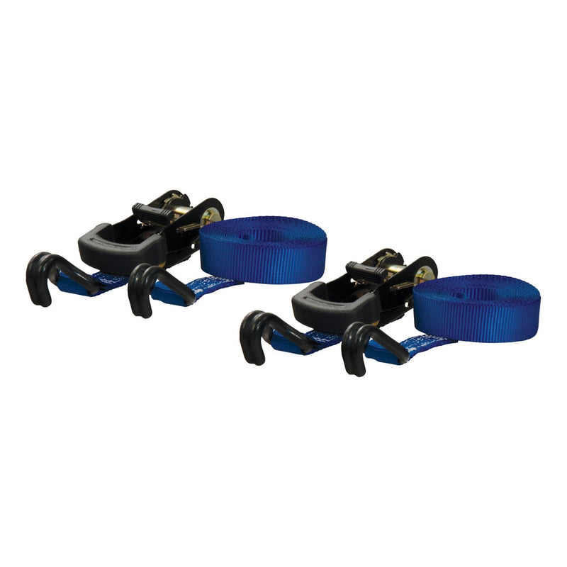 CURT 83020 Cargo Straps with J-Hooks, Blue, 733-lb, 16-ft, 2-pk P5