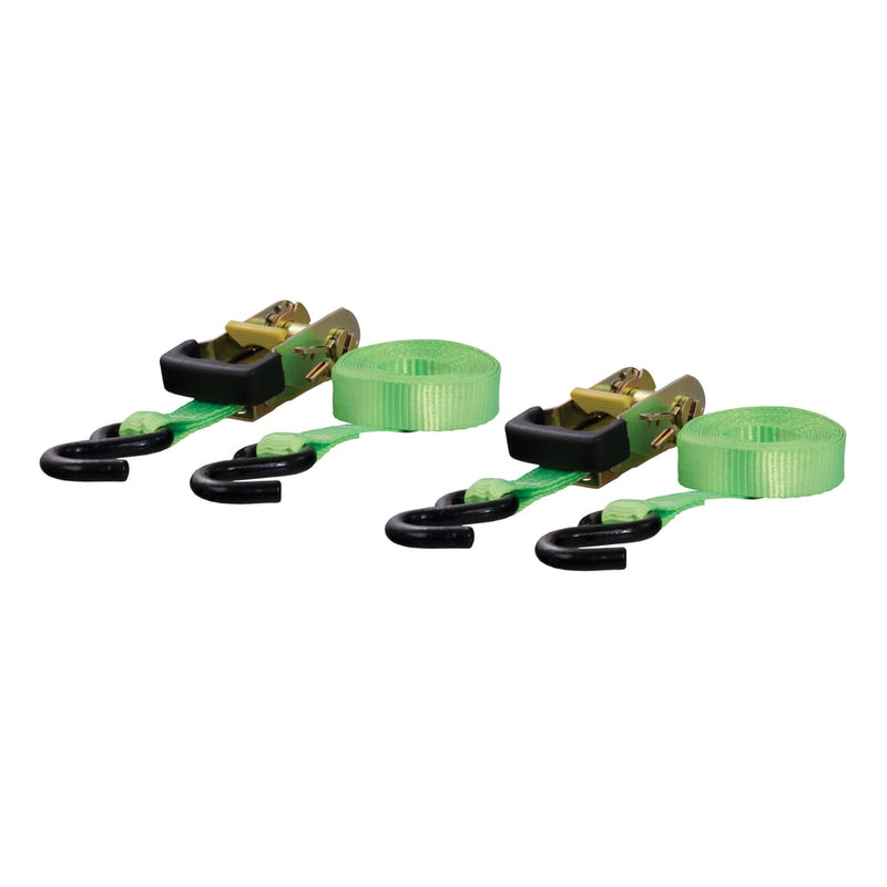 CURT 83028 16-ft Lime Green Cargo Straps with S-Hooks (1,100-lb, 2-pk) X9
