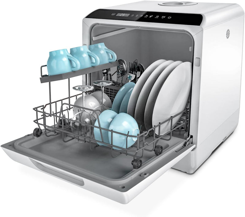 Countertop Dishwasher, 5 Washing Programs Portable Dishwasher With 5-Liter Built-in Water Tank For Glass Door I6