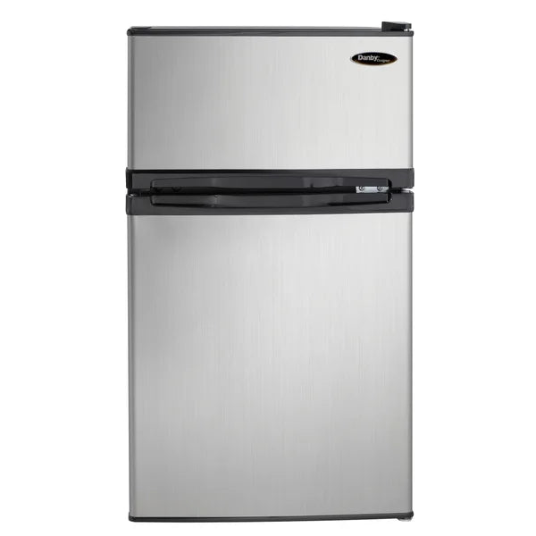 Danby Designer 3.1 cu. ft. Dual Door Compact Fridge with Freezer in Stainless-steel Look C7