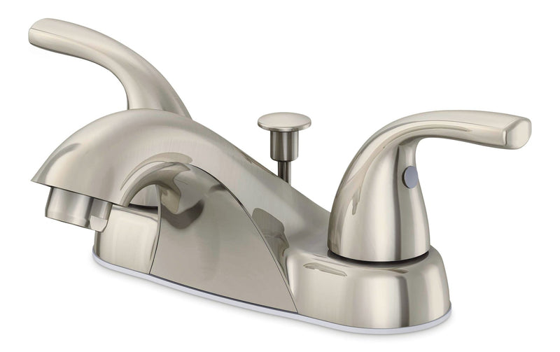 Danze Renovate Double Handle Bathroom Sink Faucet with Pop-up Drain, 4-in Centreset, Brushed Nickel M4