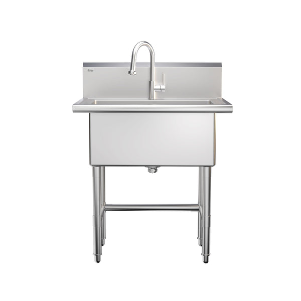 Danze Single Deep Bowl Stainless Steel Utility Sink with Pull-Down Faucet & Strainer, 30-in Z3