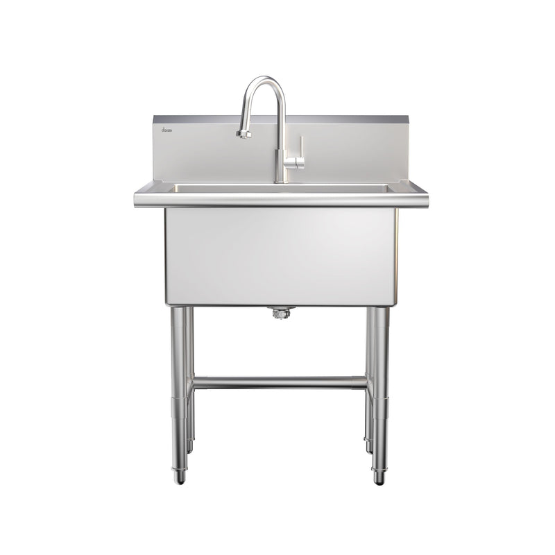Danze Single Deep Bowl Stainless Steel Utility Sink with Pull-Down Faucet & Strainer, 30-in Z3