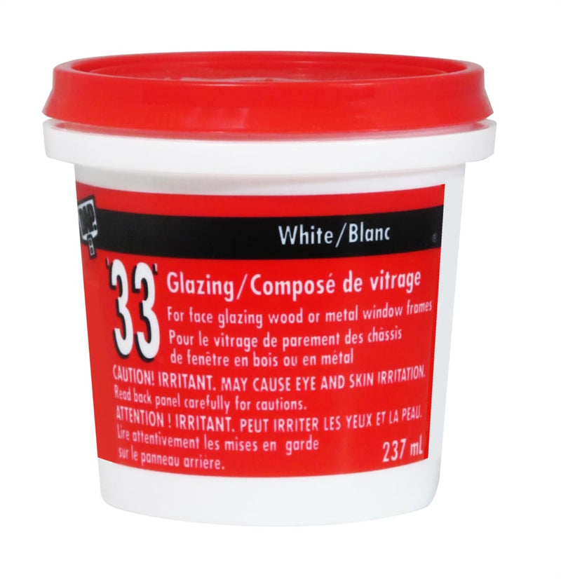DAP 33 Glazing Putty Sealant For Wood & Metal Window Frames, Crack-Proof, White, 273-mL V8