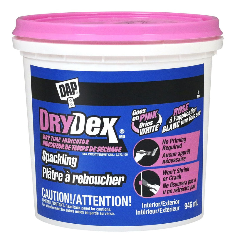DAP DryDex Spackling, Indoor/Outdoor Wall Hole & Crack Repair with Dry Time Indicator, 946-mL M5