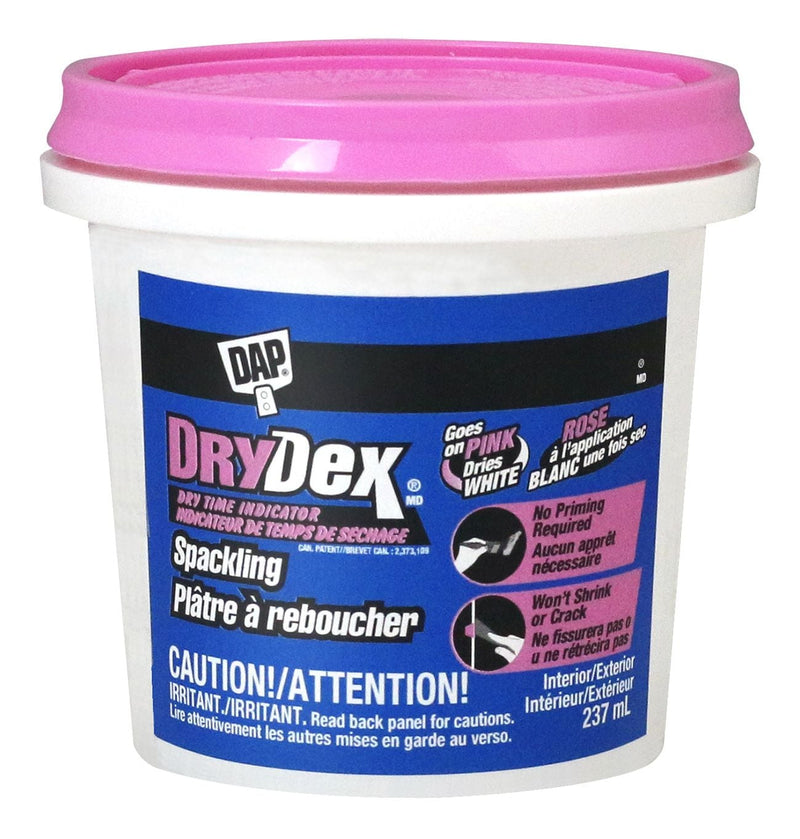DAP DryDex Spackling, Wall Hole/Crack Repair Filler with Dry Time Indicator, 237-mL H7