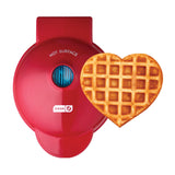 Dash Heart Compact Mini, Non-Stick Waffle Maker, Red