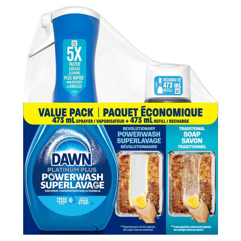 Dawn Platinum Powerwash Dish Spray, Fresh Scent Bundle, 1 Starter-Kit P8