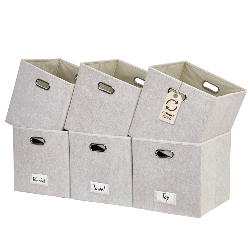 Decomomo Collapsible Felt Storage Cube, 11-in, 6-pk, Beige V1
