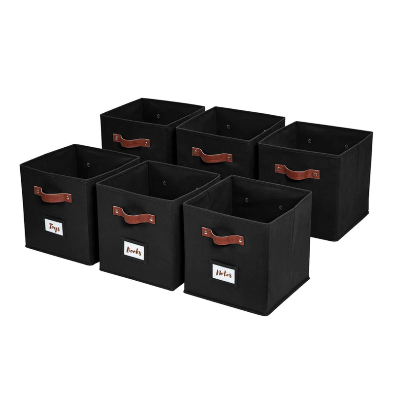 Decomomo Collapsible Storage Cube with Label, 11-in, 6-pk, Black N0
