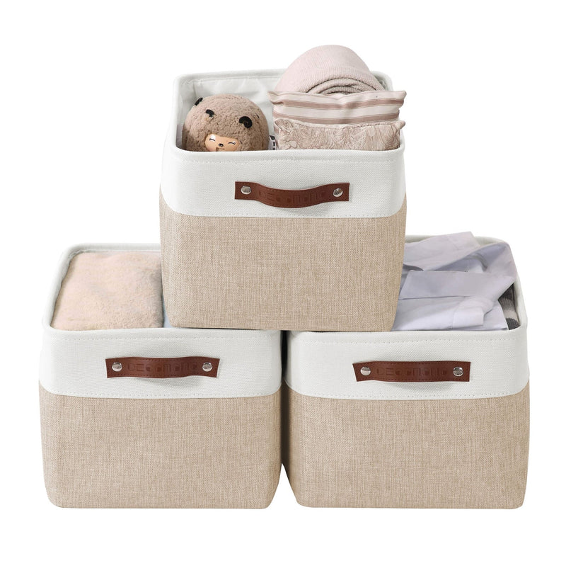 Decomomo Large Soft-Sided Foldable Storage Basket, 3-pk, Beige F2