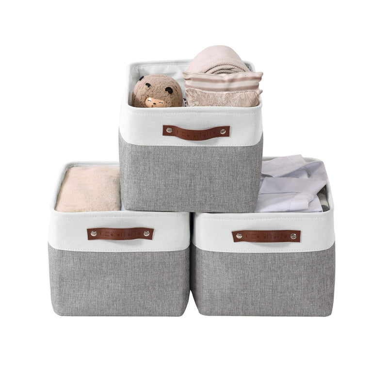 Decomomo Large Soft-Sided Foldable Storage Basket, 3-pk, White F3