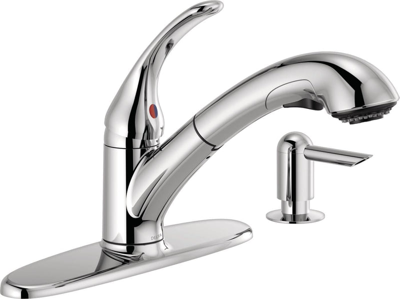 Delta Principals Single Handle Pull Out Kitchen Faucet, Chrome E1