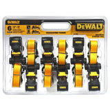 Dewalt DXBC15006X 1,500-lb Ratchet Tie-Down, with Storage Bag, 1-in x 10-ft, 6-pk, Yellow