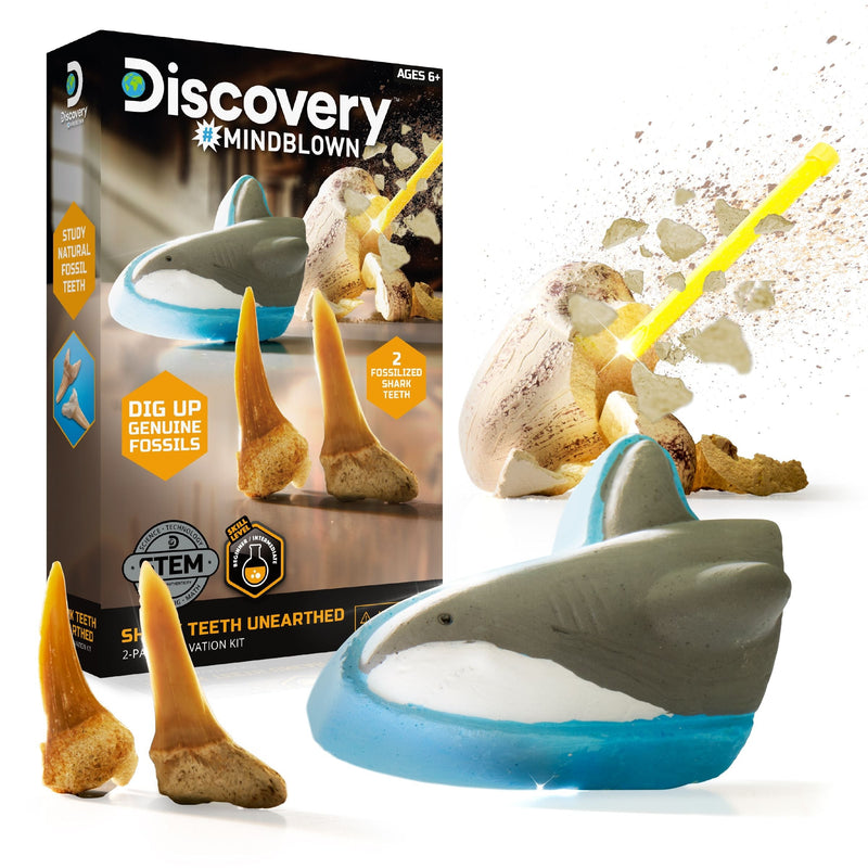 Discovery Mini Unearthed Shark Teeth Excavation Kit/Educational Toy for Ages 6+, 2-pc A7