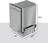 Honeywell 18 Inch Dishwasher with 8 Place settings, 6 Washing Programs, Stainless Steel Tub, UL/Energy Star- Stainless Steel