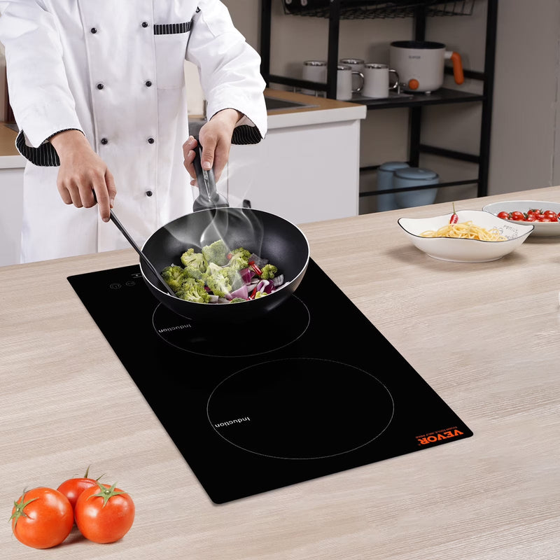 BENTISM 12 inch Electric Cooktop 2 Burners 1800W Stove Top Touch Control C6
