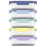 ello Colour Lock Glass Meal Prep Food Storage Container Set with Leakproof Lids, 10-pc