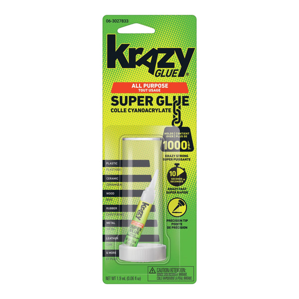 Elmer's Instant Krazy Glue All-Purpose Adhesive, Bonds Rubber/Plastic/Metal/Ceramic, Clear, 2-mL F0
