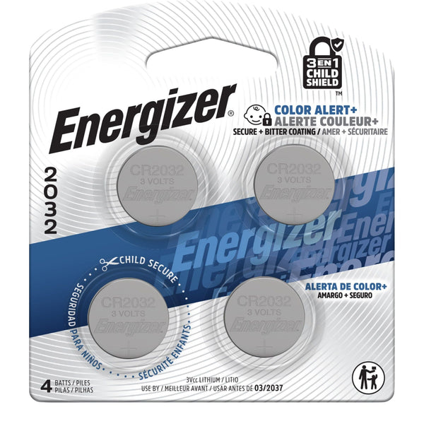 Energizer 4-pk CR2032 3V / 3 Volt Lithium Coin Cell Batteries, Long Lasting V2