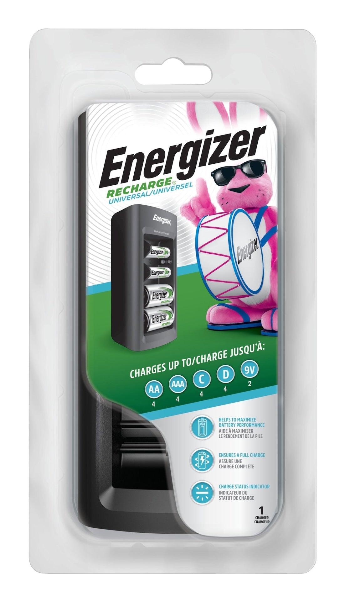 Energizer CHFC Universal Battery Charger For NiMH Rechargeable Batteries, AA/AAA/C/D/9V