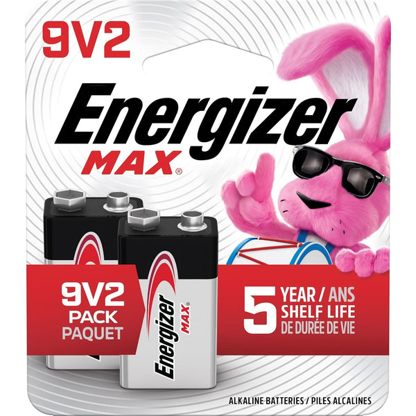 Energizer Max 2-pk 9V / 9 Volt Alkaline Batteries, Long Lasting, All Purpose D5