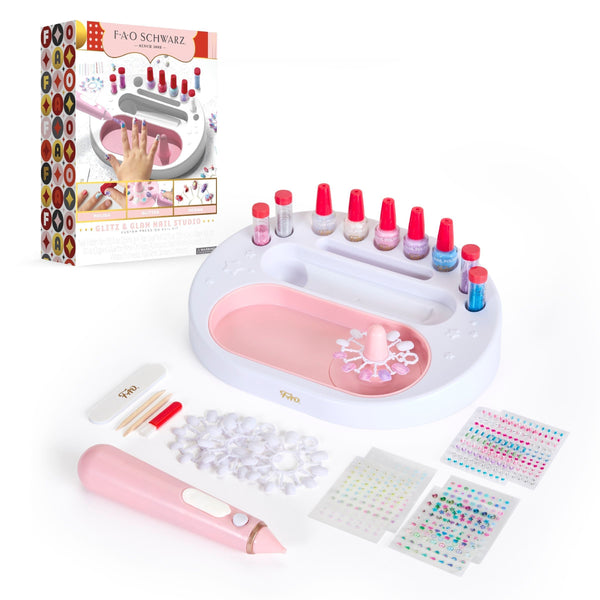 FAO Schwarz Girls Custom Glitter Nail Set, Pink X8