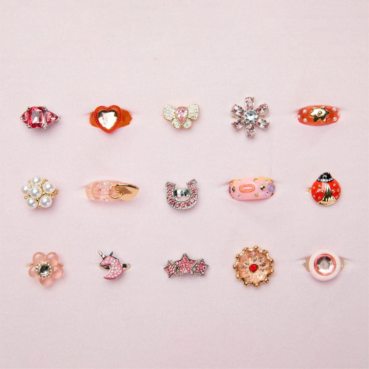FAO Schwarz Kids Glam Rings Set, 15 Piece, Pink