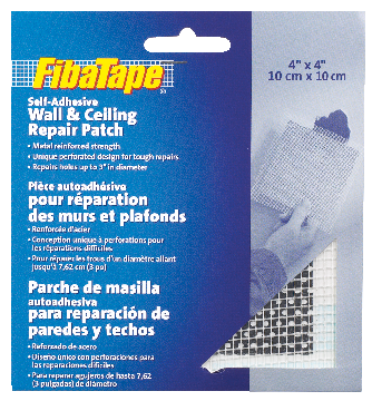 FibaTape Self-Adhesive Wall & Ceiling Hole Repair Patch For Drywall & Plaster, 4 x 4-in C7
