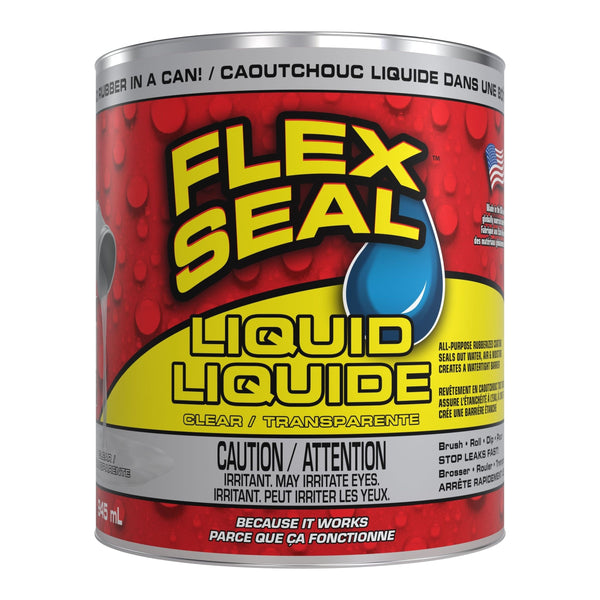 Flex Seal Liquid Rubber Sealant Coating, Paint-On Weatherproof Leak Protector, Clear, 946-mL U3