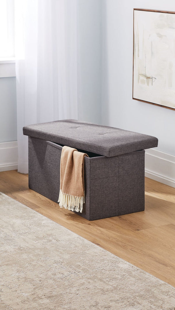 For Living Folding Double Storage Ottoman, Grey P7
