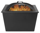 For Living Lyall Square Outdoor Wood Firepit, 20-in, Black