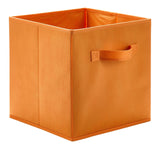 For Living Orange Fabric Foldable Storage Cube Drawers, 10.5x11-in