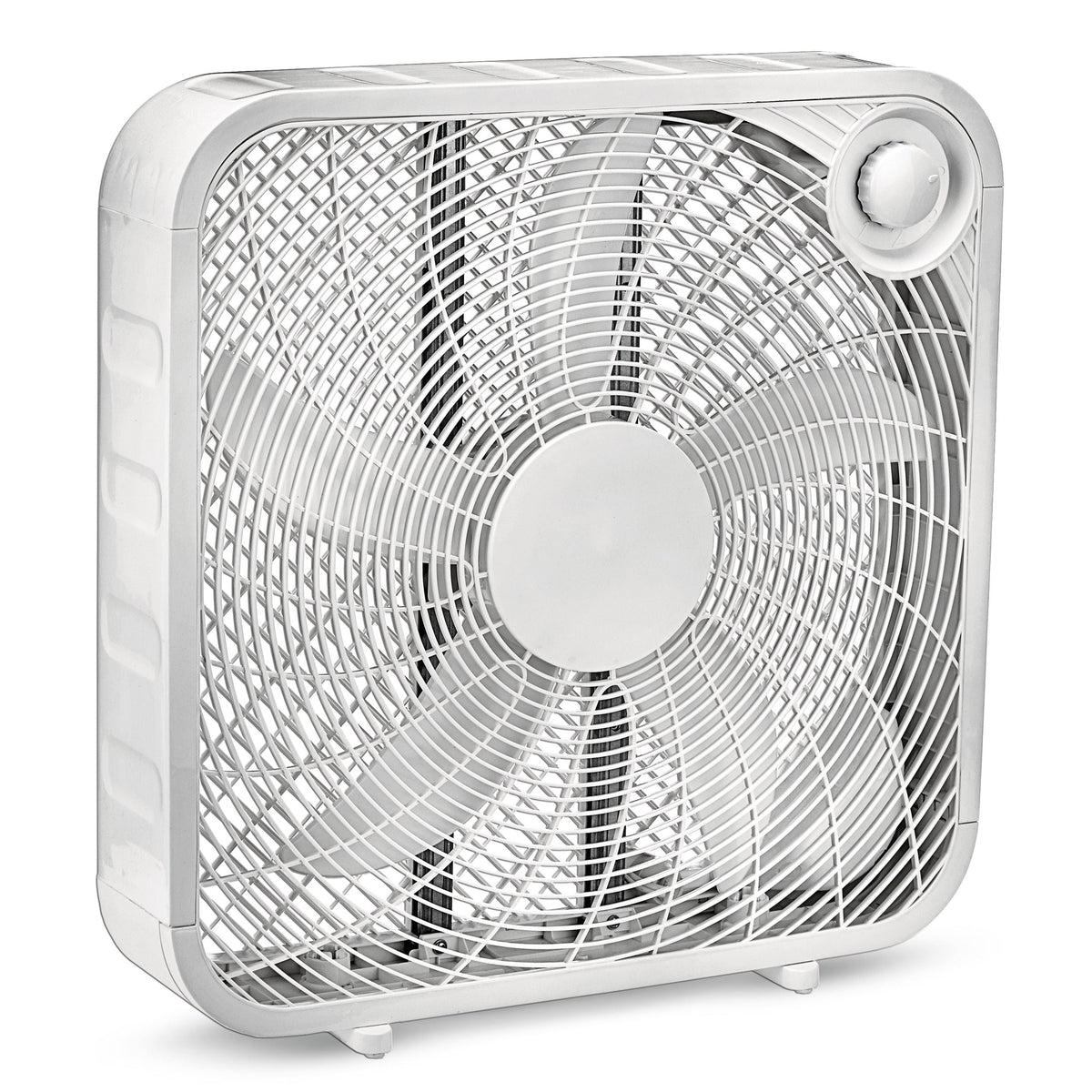 For Living Plastic 5-Blade Portable Box/Floor Fan, 2-Speed, White, 20-in