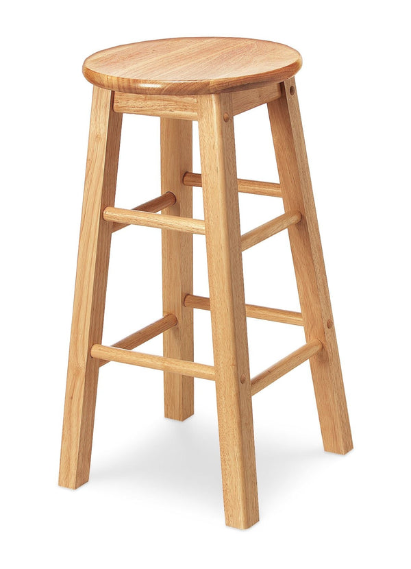 For Living Solid Wood 24" Bar Stool Armless Backless, Natural Finish O0