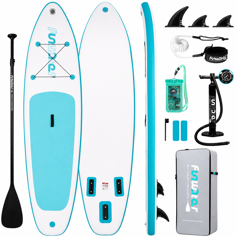 FunWater 10 ft 6 in Inflatable Stand Up Paddle Board Set – Sky Blue I8