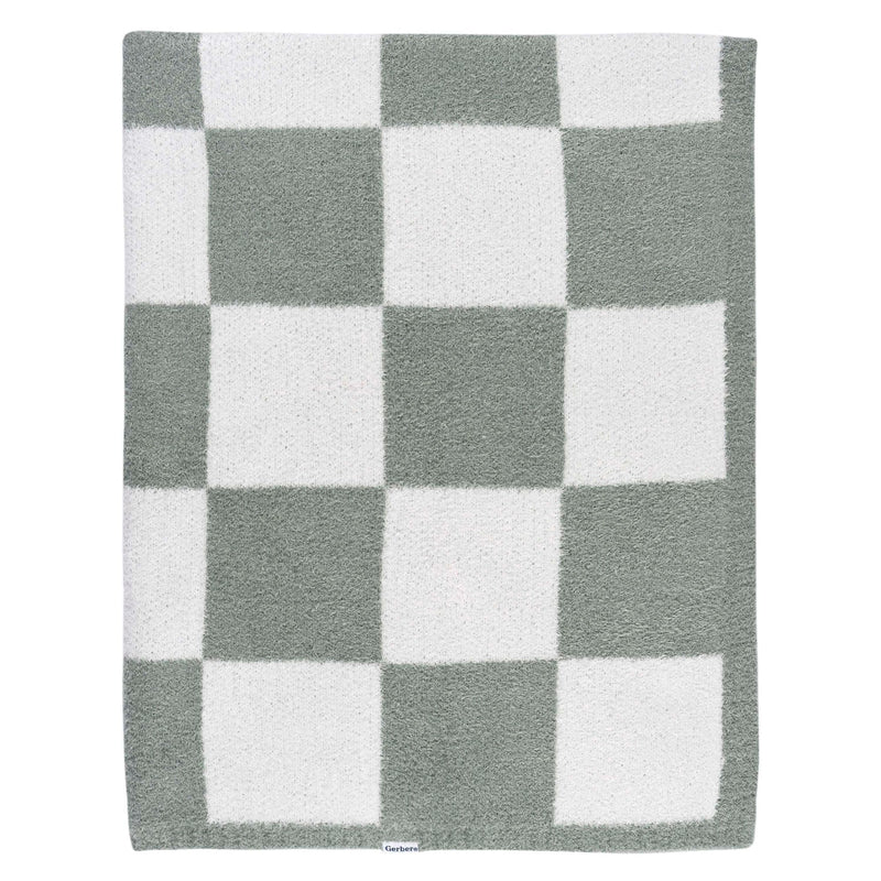 Gerber Childrenwear Green Checkered Silky Mink Baby Blanket I7