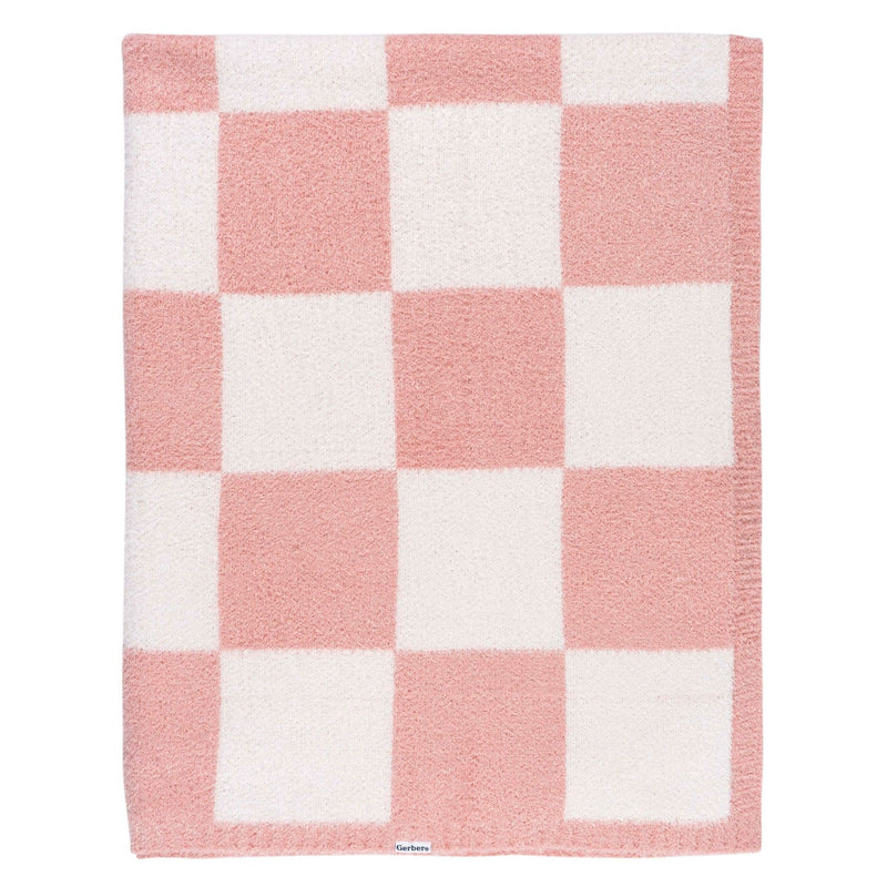 Gerber Childrenwear Pink Checkered Silky Mink Baby Blanket I7