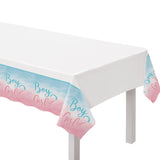 "Girl or Boy?" Rectangle Plastic Reusable Table Cover, Pink/Blue, 54x102-in, for Gender Reveal